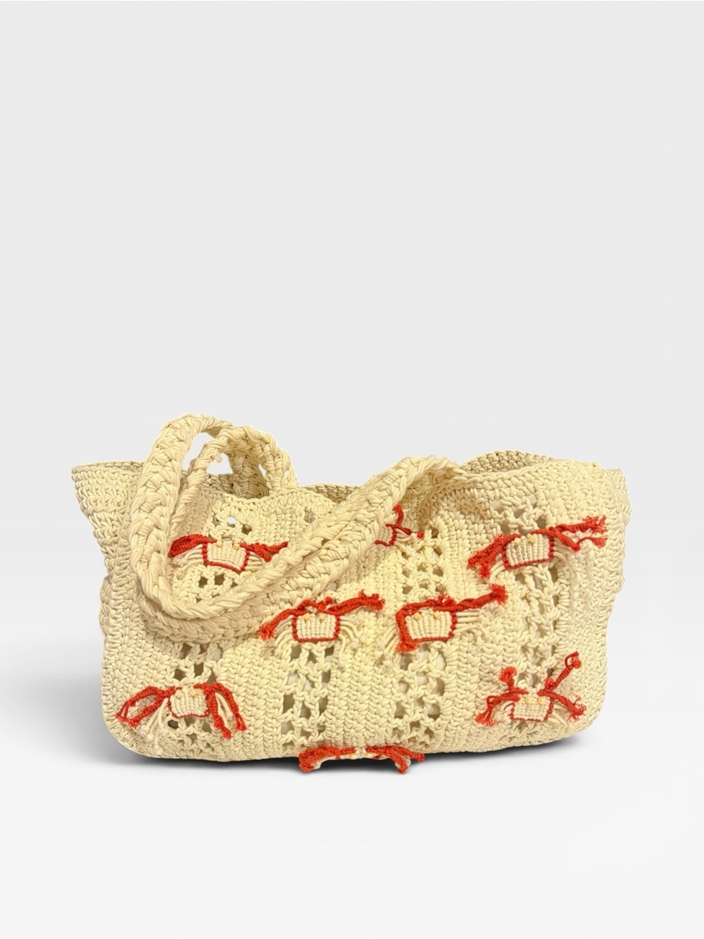 Handcrafted in India Crochet Crab Beach Bag